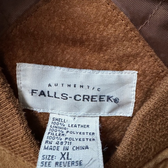 Falls Creek Authentic Vintage Camel Brown Suede Genuine Leather Jacket Men XL - Picture 9 of 9